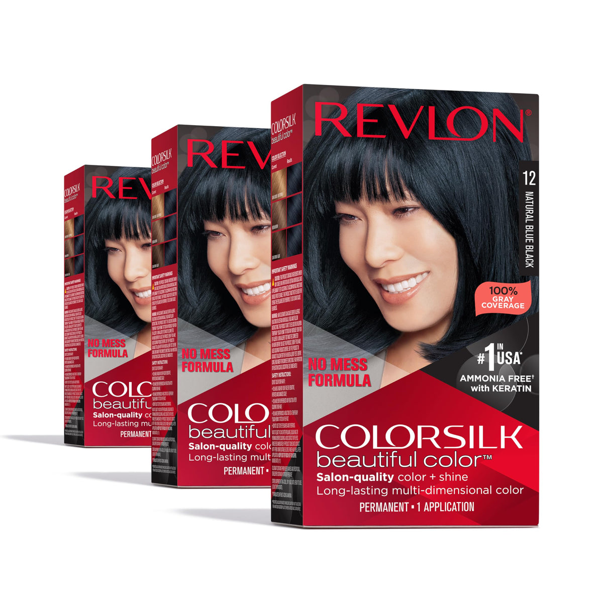 REVLON ColorSilk 12 Noir Bleu Naturel devant de l'emballage
