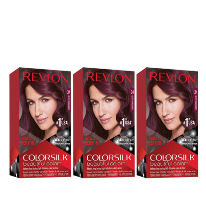 REVLON ColorSilk 34 Bourgogne Profond pack de 3 teintes