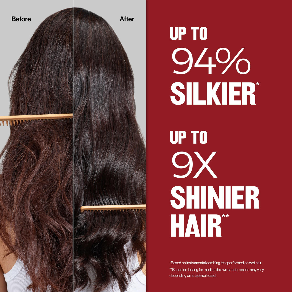 REVLON ColorSilk 50 Châtain Clair Cendré échantillon sur cheveux