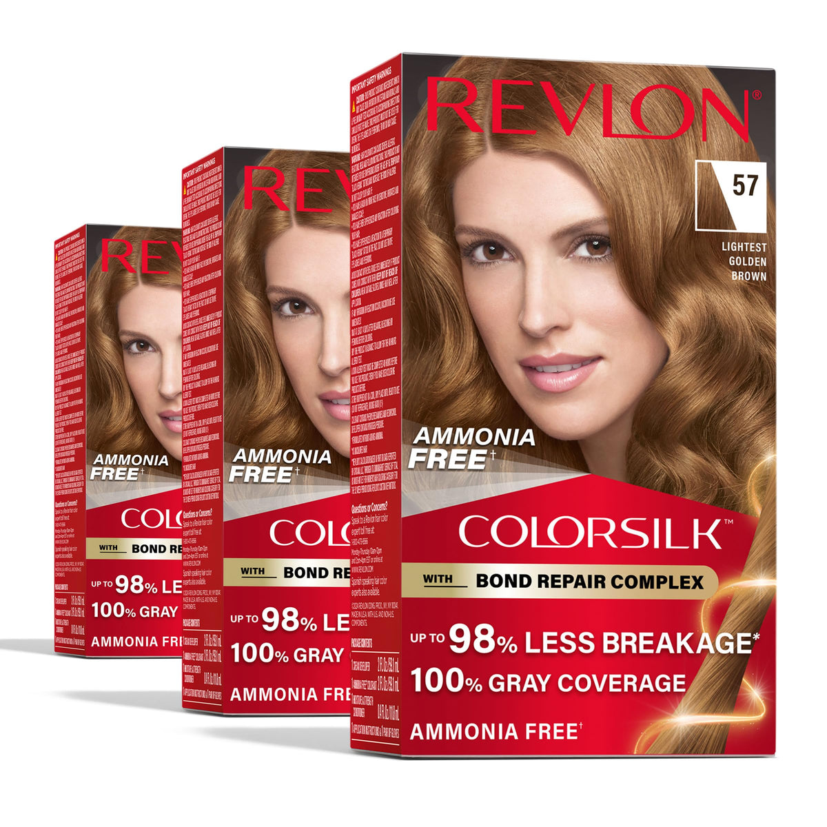 REVLON ColorSilk 57 Brun doré clair 3pk boîte avant