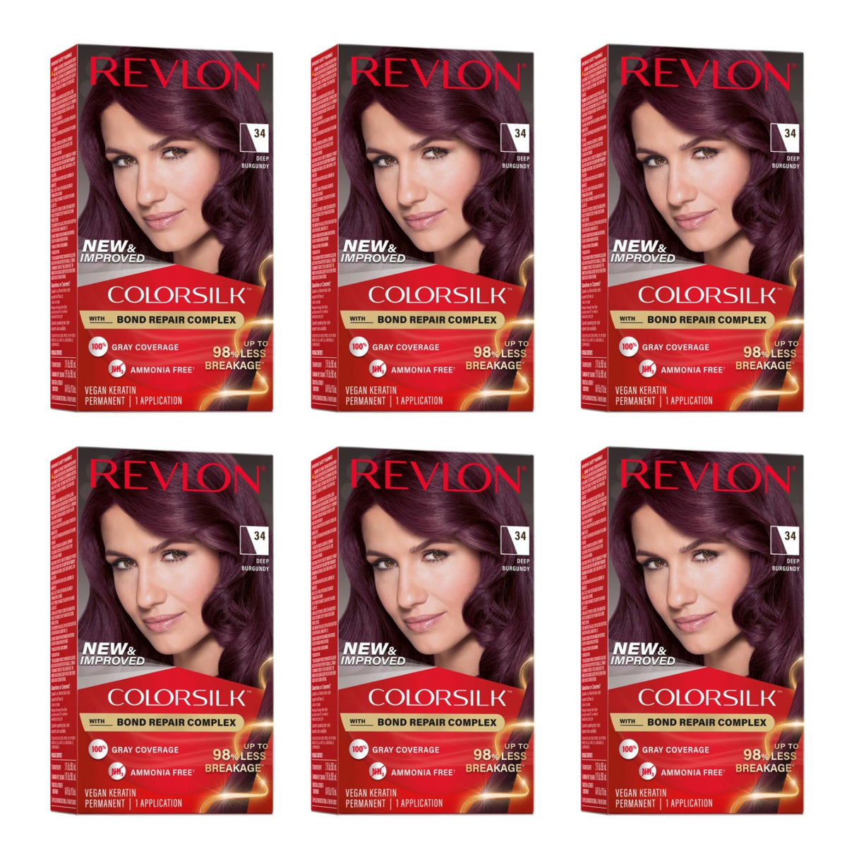 REVLON ColorSilk Teinture Cheveux 34 Bordeaux Profond, packaging avant