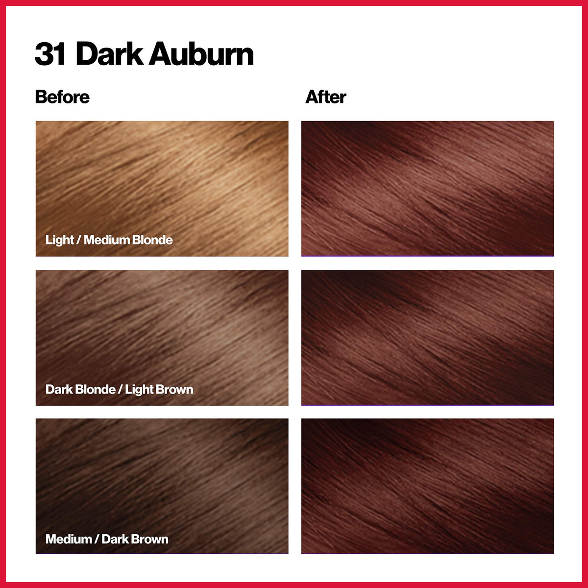 REVLON ColorSilk Teinture Cheveux Permanente 31 Auburn Foncé, application sur cheveux