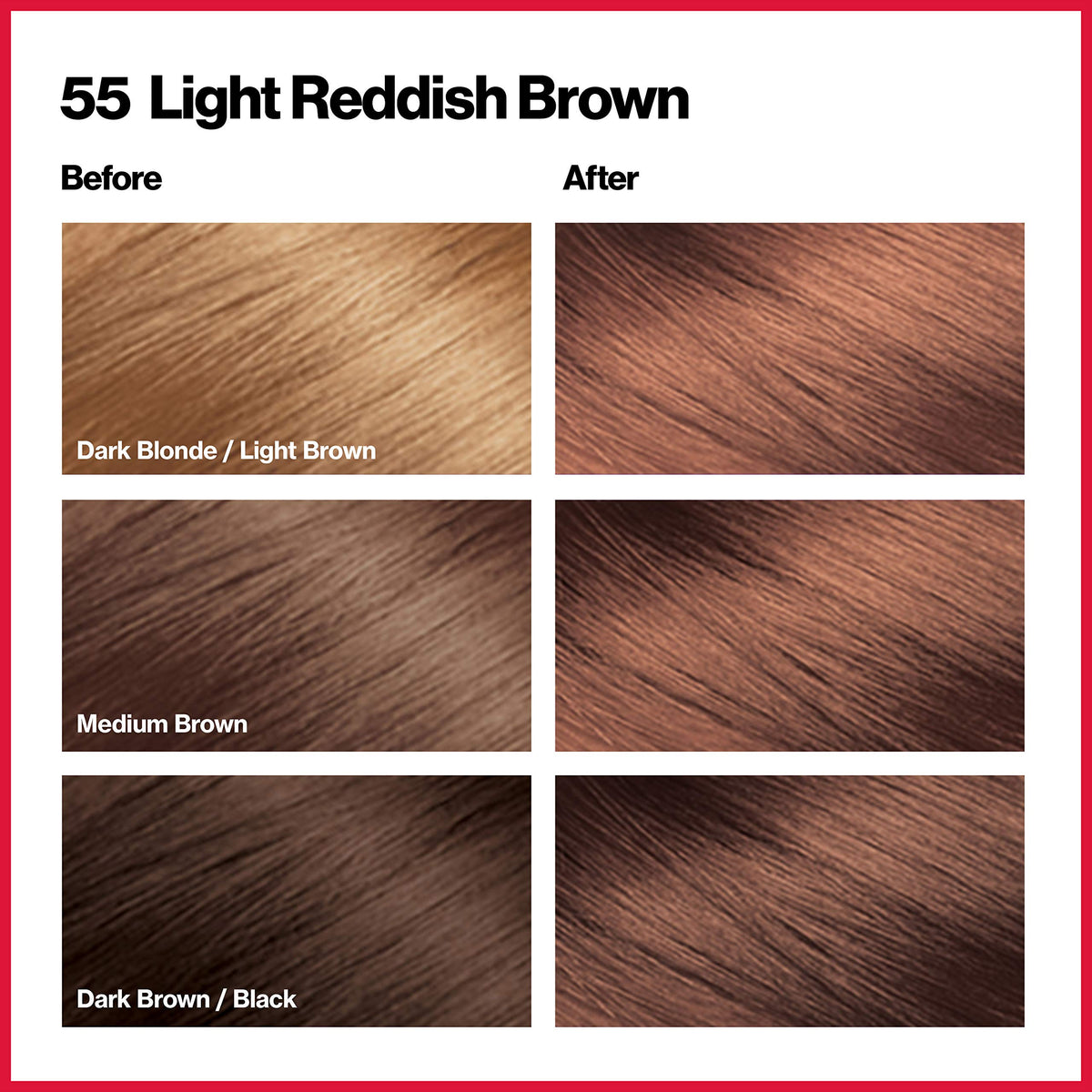 REVLON ColorSilk Teinture Cheveux Permanente 55 Châtain Clair Rougeâtre kit complet