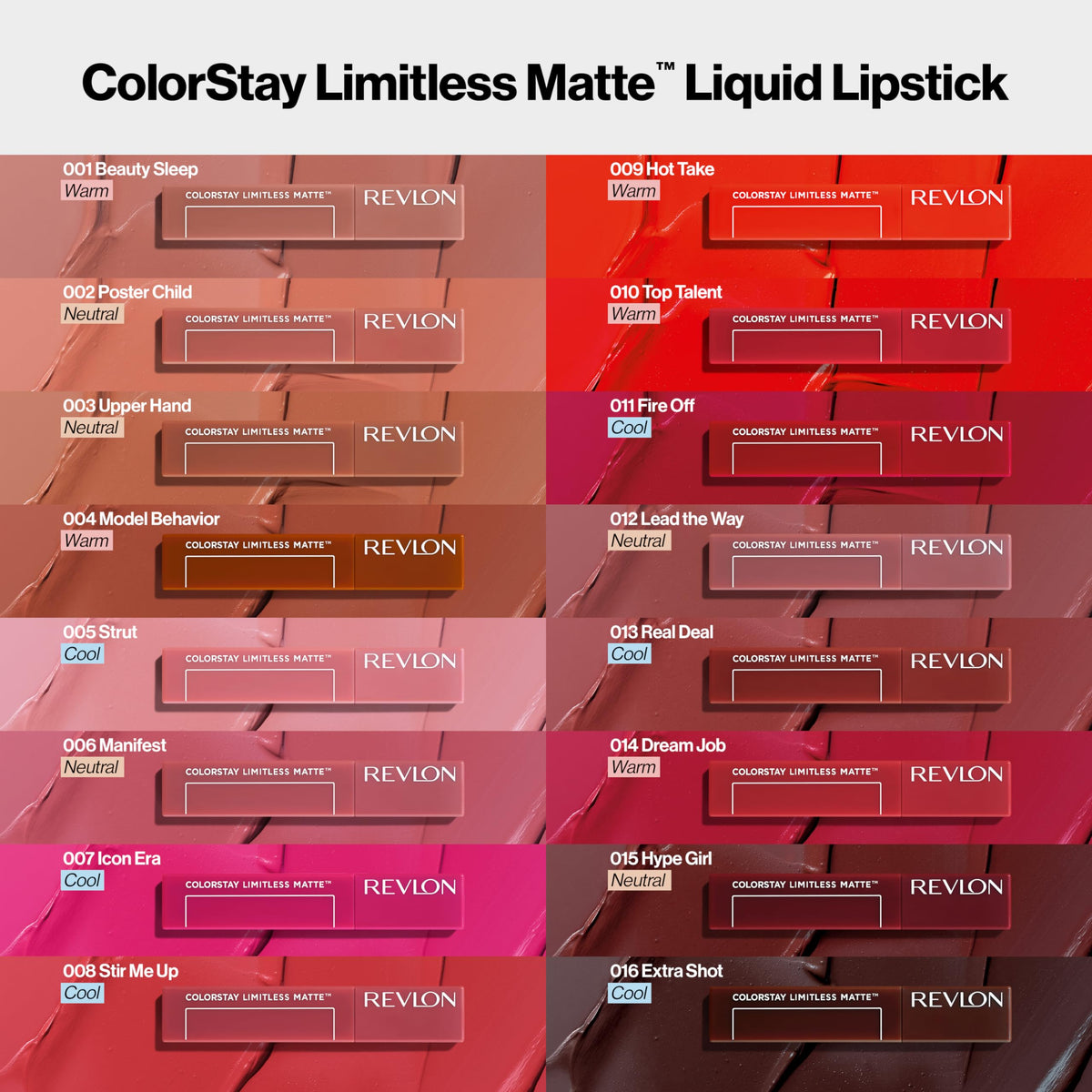 REVLON ColorStay Limitless Matte Lipstick 002 Poster Child mise en scène sur table