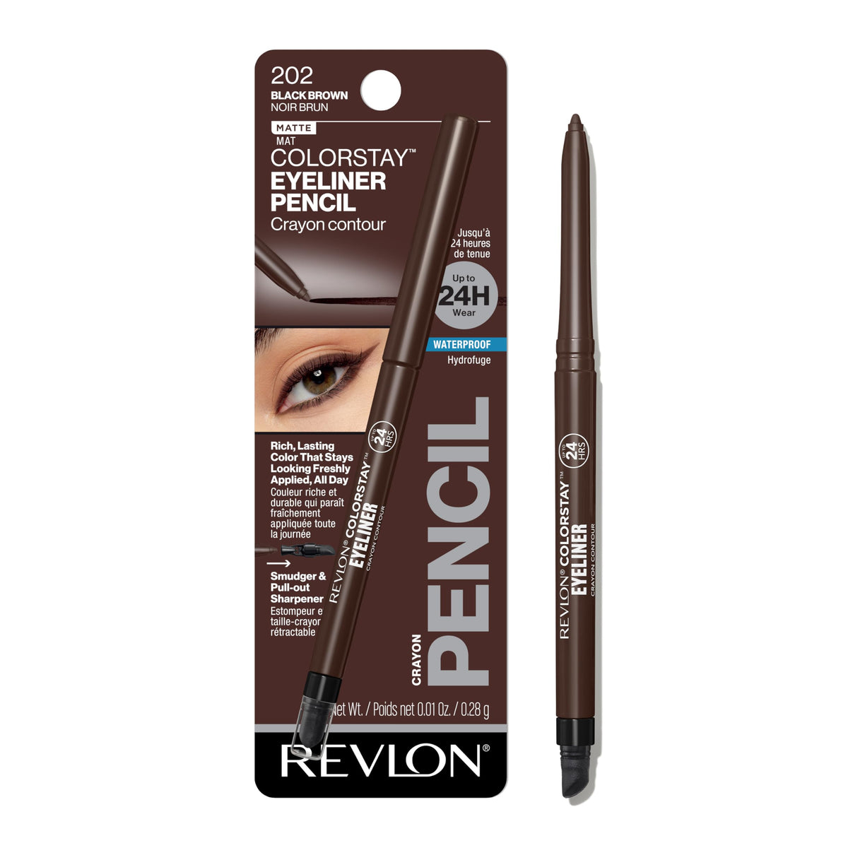 REVLON Crayon Eyeliner Waterproof 200 Noir Brun vue avant