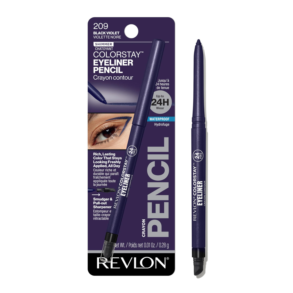 REVLON Crayon Eyeliner Waterproof 209 Noir Violet vue de face