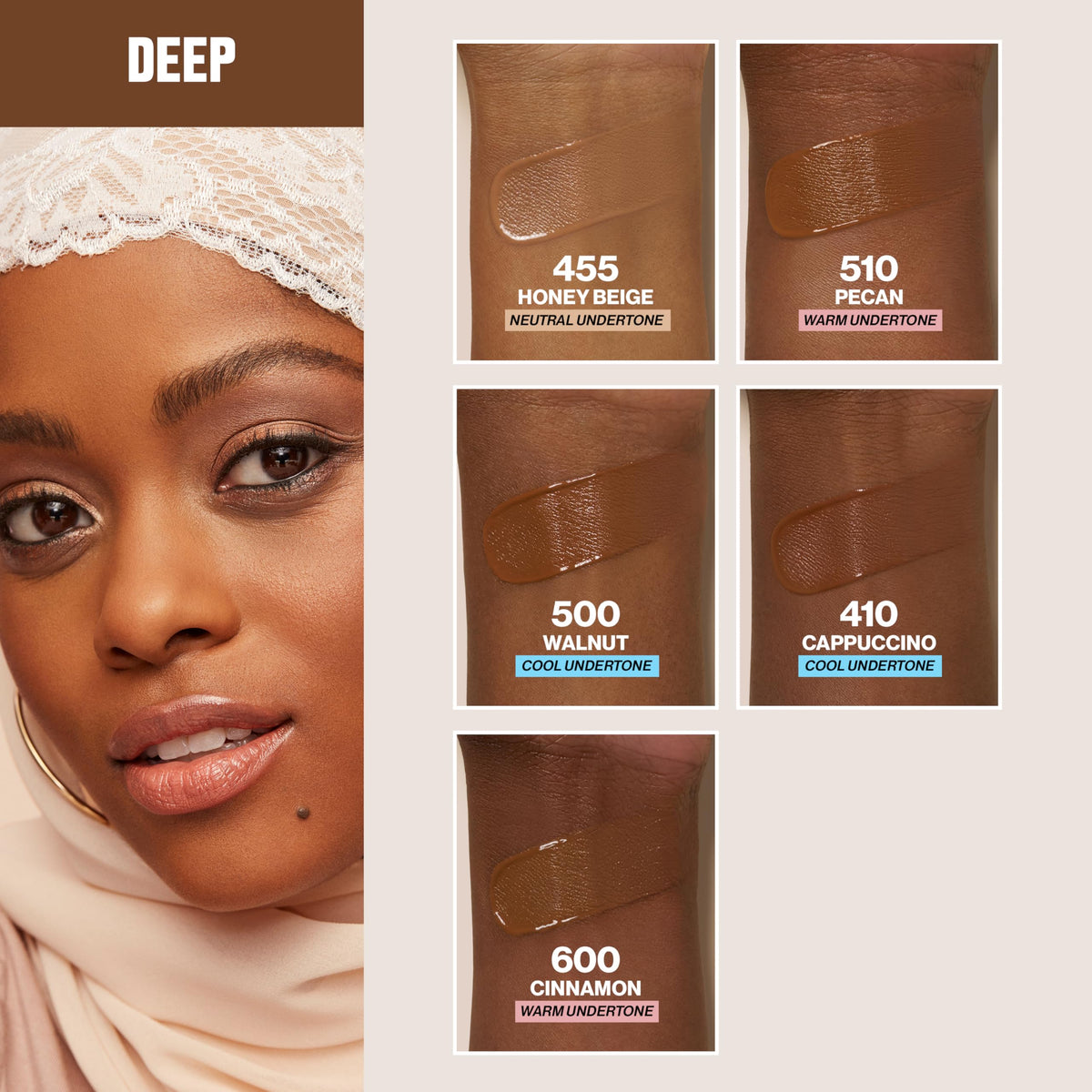 REVLON Fond de teint 410 Cappuccino avant et après application