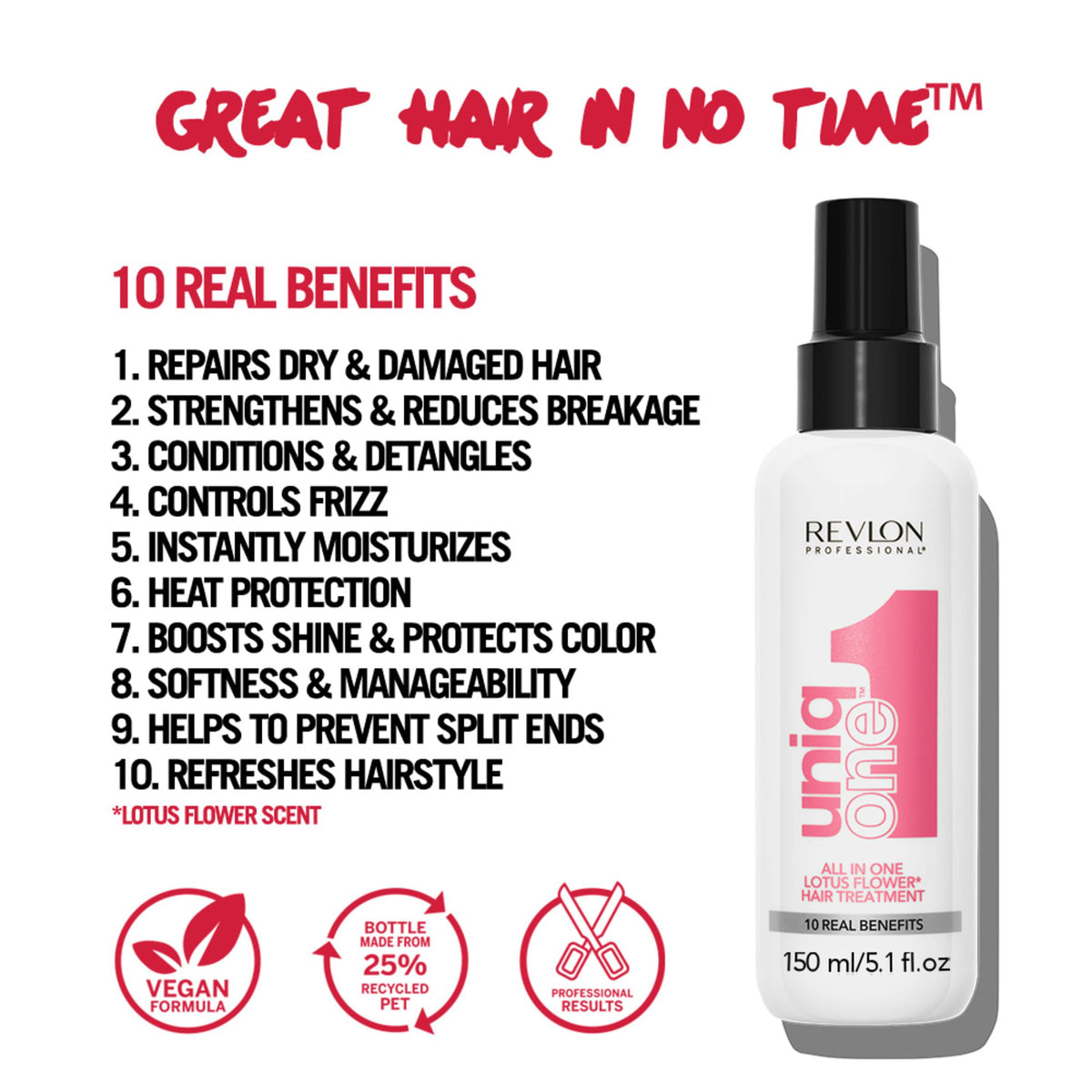 Revlon UniqOne Lotus Traitement 10-en-1 application sur cheveux