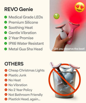 REVO Genie avec modes de lumière rouge, bleue et verte