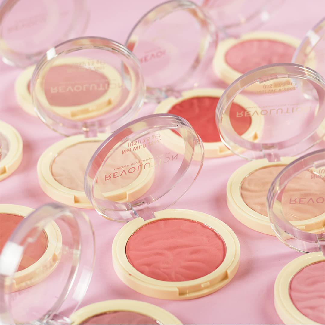Revolution Beauty London Peach Bliss blush in a travel makeup bag