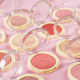 Revolution Beauty London Peach Bliss blush in a travel makeup bag