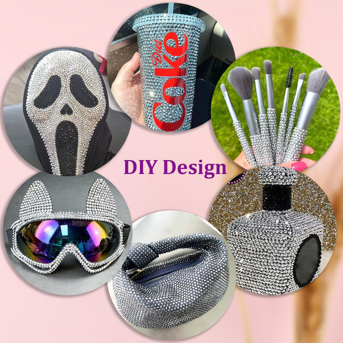 Rhinestones en résine argent appliqués sur un tumbler