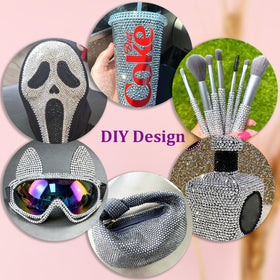 Rhinestones en résine argent appliqués sur un tumbler