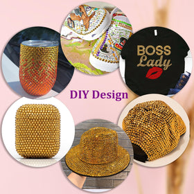 Rhinestones en résine dorée appliqués sur des chaussures
