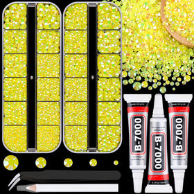 Rhinestones résine jelly TINKRSTUFF jaune citron AB, boîte ouverte