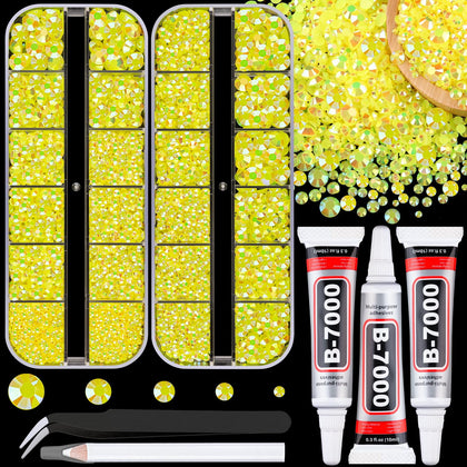 Rhinestones résine jelly TINKRSTUFF jaune citron AB, boîte ouverte