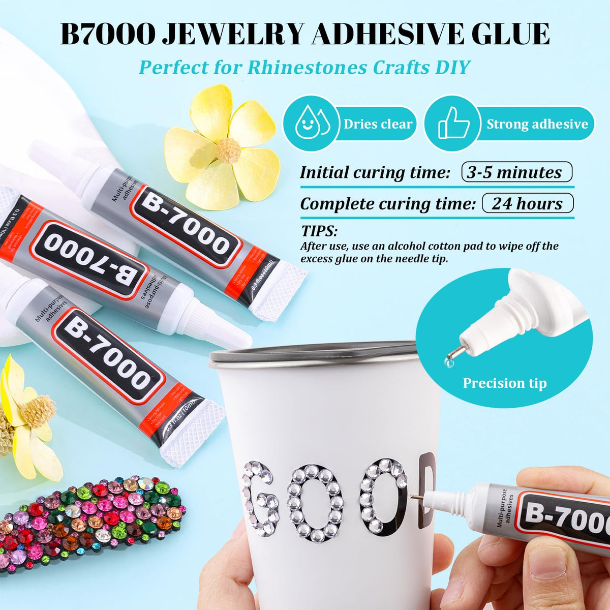 Rhinestones TINKRSTUFF appliqués sur des ongles décorés