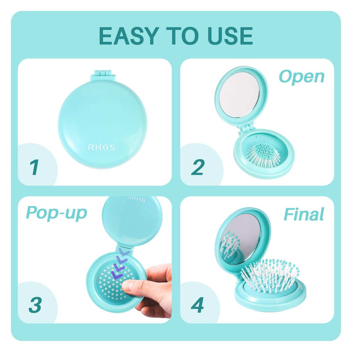 RHOS Brosse Pliable dans un sac à main, démontrant sa portabilité