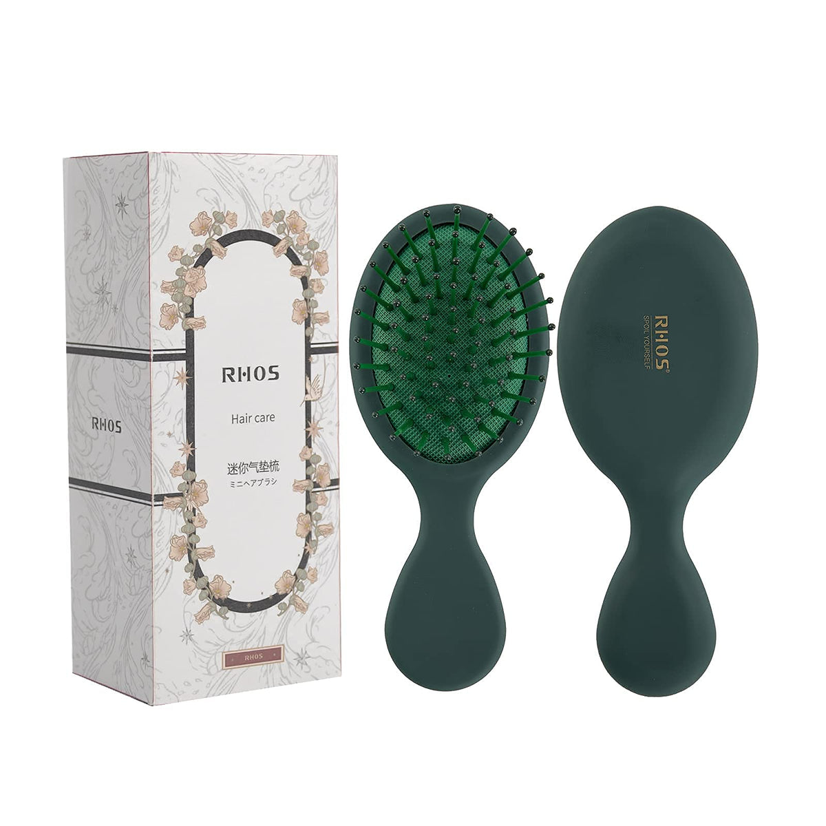 RHOS Mini Brosse à Cheveux Verte vue de face