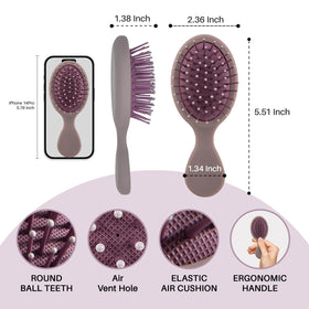 RHOS Mini Brosse à Cheveux Violet en main