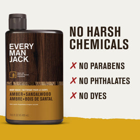 Richesse de la mousse du gel douche Every Man Jack sur une peau propre