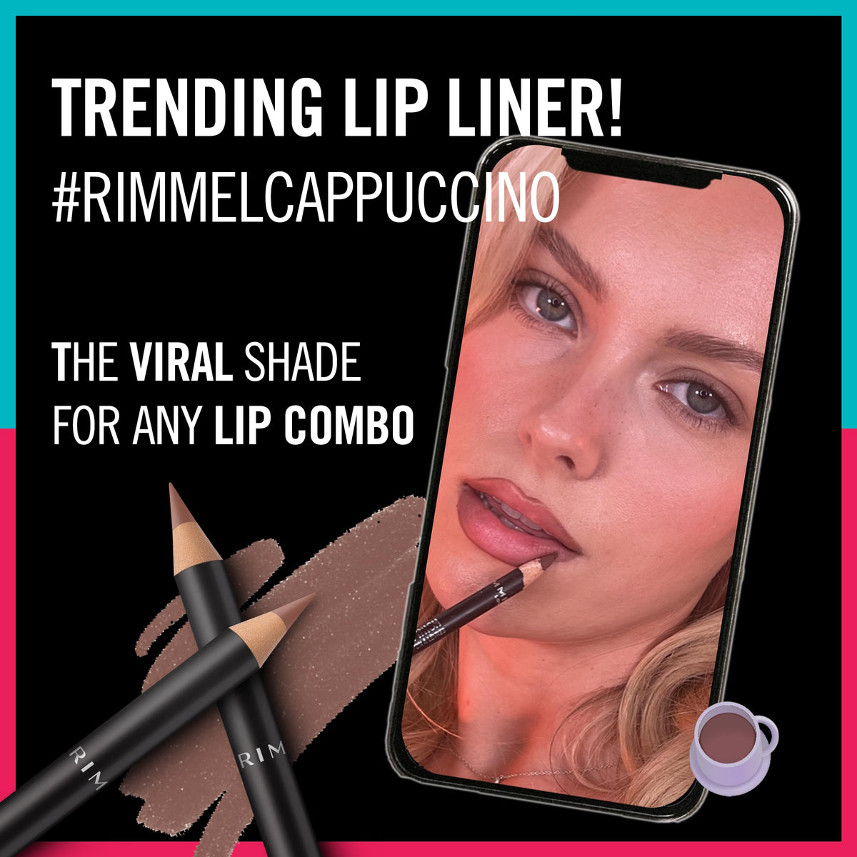 Rimmel Crayon à Lèvres 120 Pink Candy, sur un fond neutre