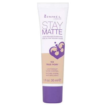 Rimmel Fond de Teint Stay Matte 103 True Ivory bouteille vue de face