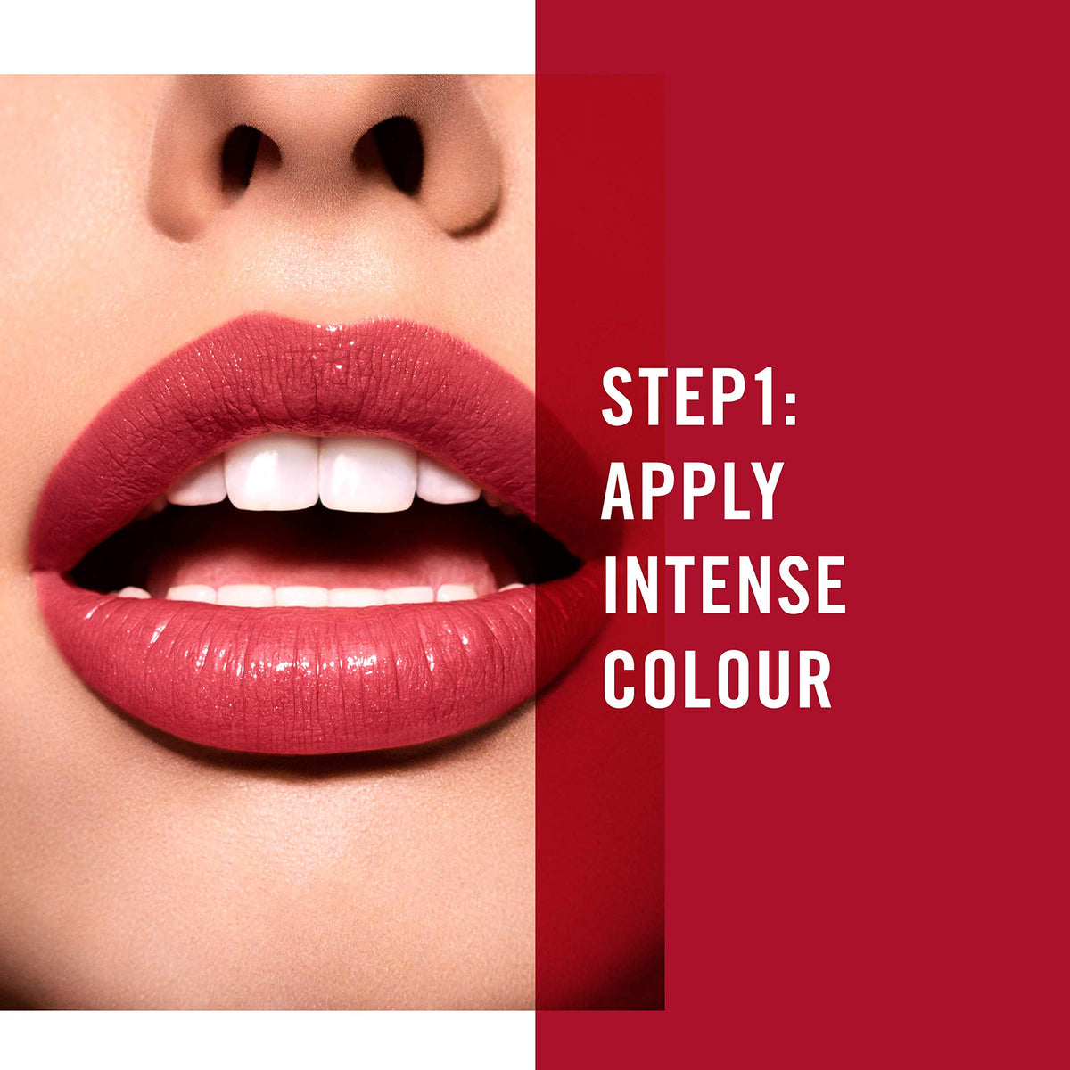 Rimmel Provocalips 16h rouge à lèvres Firecracker, application en deux étapes