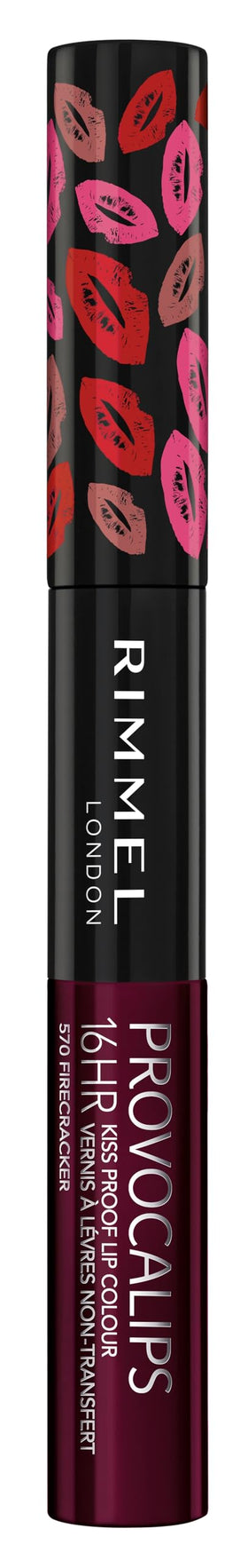 Rimmel Provocalips 16h rouge à lèvres Firecracker, présentation sur un fond neutre