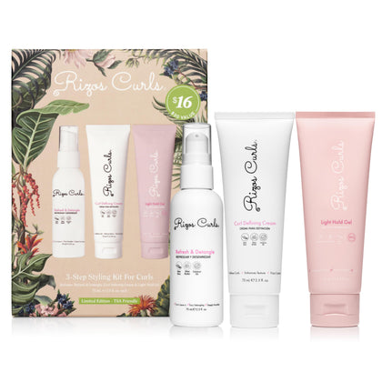 Rizos Curls Kit de Coiffage 3 Étapes avec crème, gel et spray