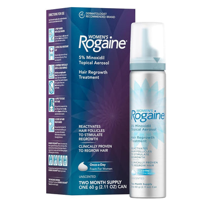 Rogaine 5% Minoxidil Foam 2,11 oz bouteille vue avant