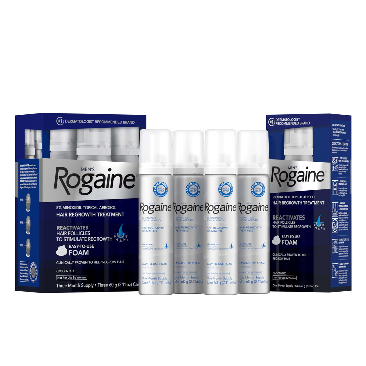 Rogaine Foam 5% Minoxidil pour hommes, canette de 2,11 oz