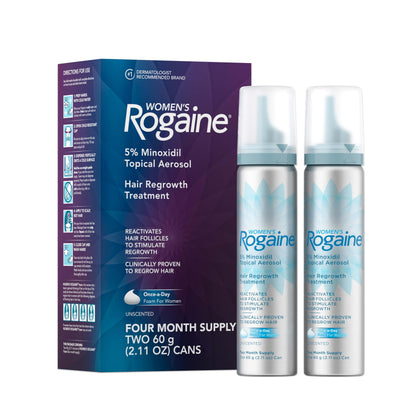 Rogaine Mousse de Croissance Capillaire Femmes 5% Minoxidil avant utilisation