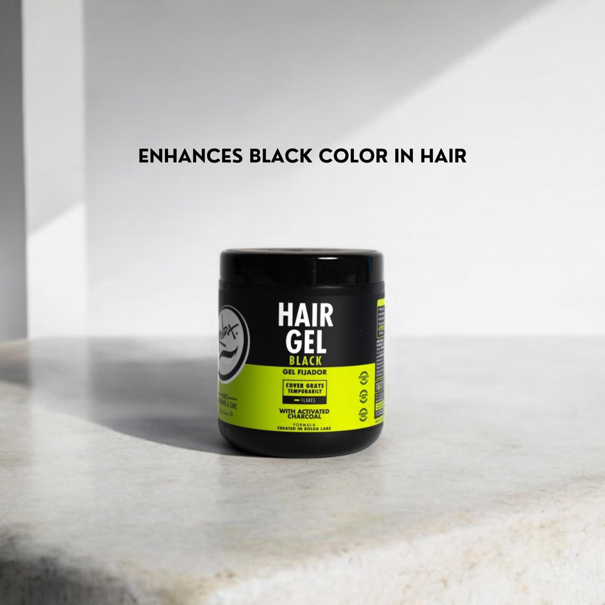 Rolda Gel Coiffant Noir 540g avec texture visible