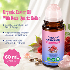 Roller en quartz rose sur le flacon d'huile de ricin FANSHI