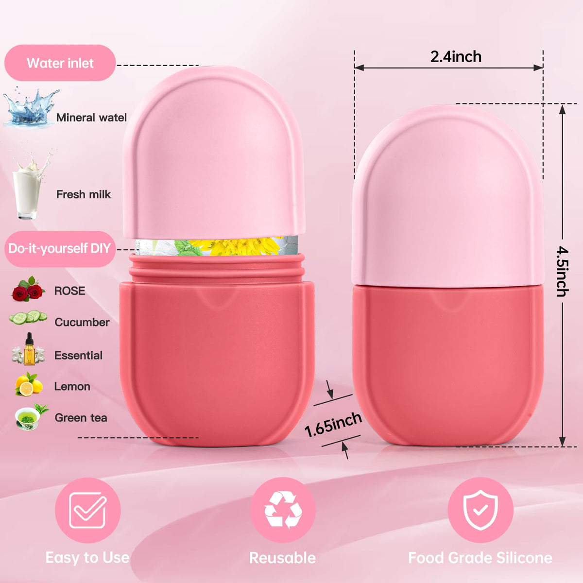 Roller Glaçon IMEASY rose en utilisation sur le visage