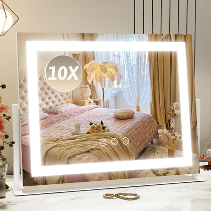 ROLOVE miroir de maquillage éclairé 22"x18" vue avant avec éclairage