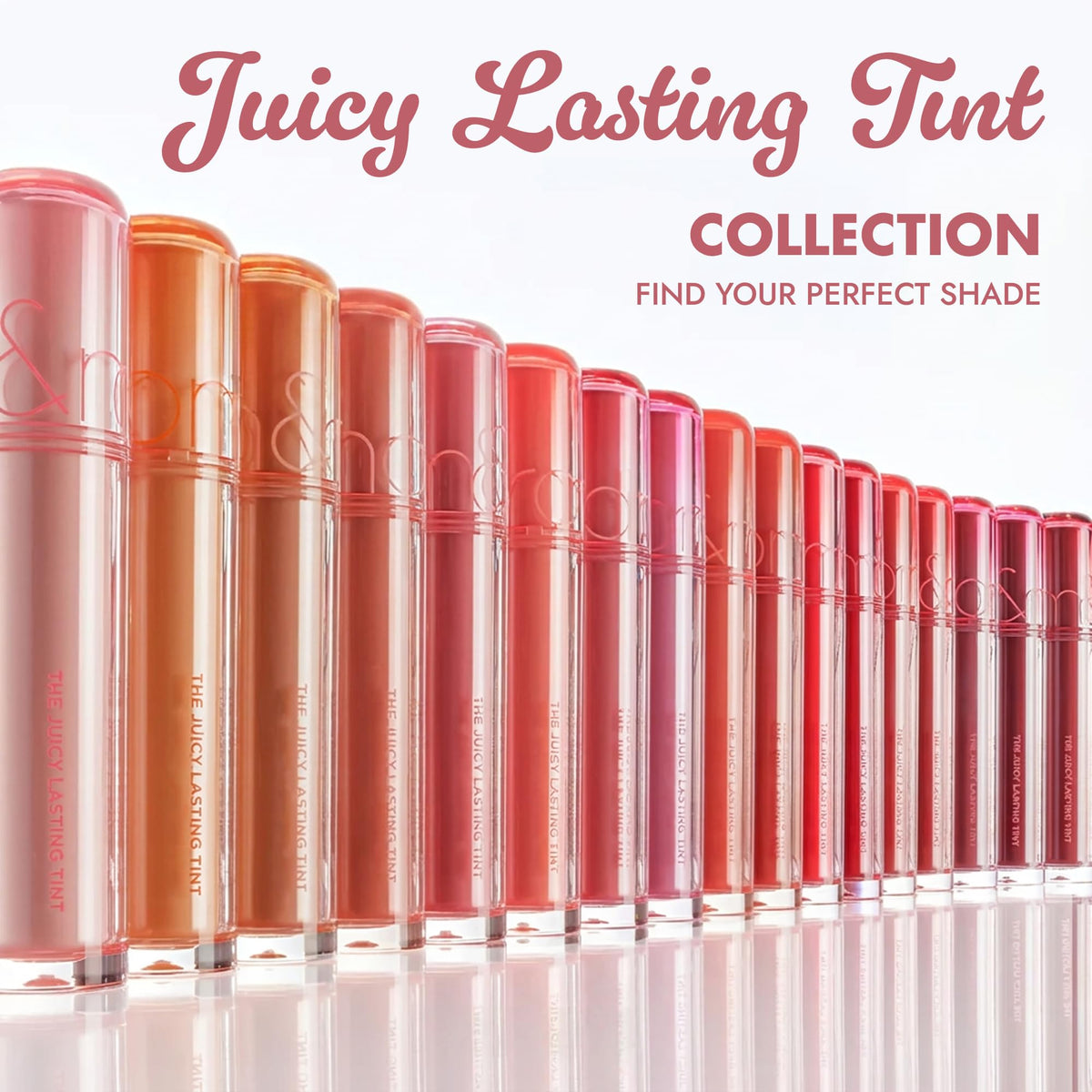 rom&nd Juicy Lasting Tint 17 Dark Coconut utilisé dans un look de maquillage