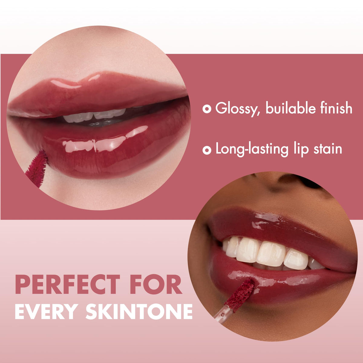rom&nd Juicy Lasting Tint 21 Deep Sangria on model's lips