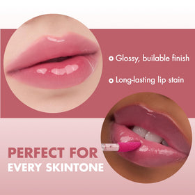 rom&nd Juicy Lasting Tint #33 Bare Vine avec maquillage naturel