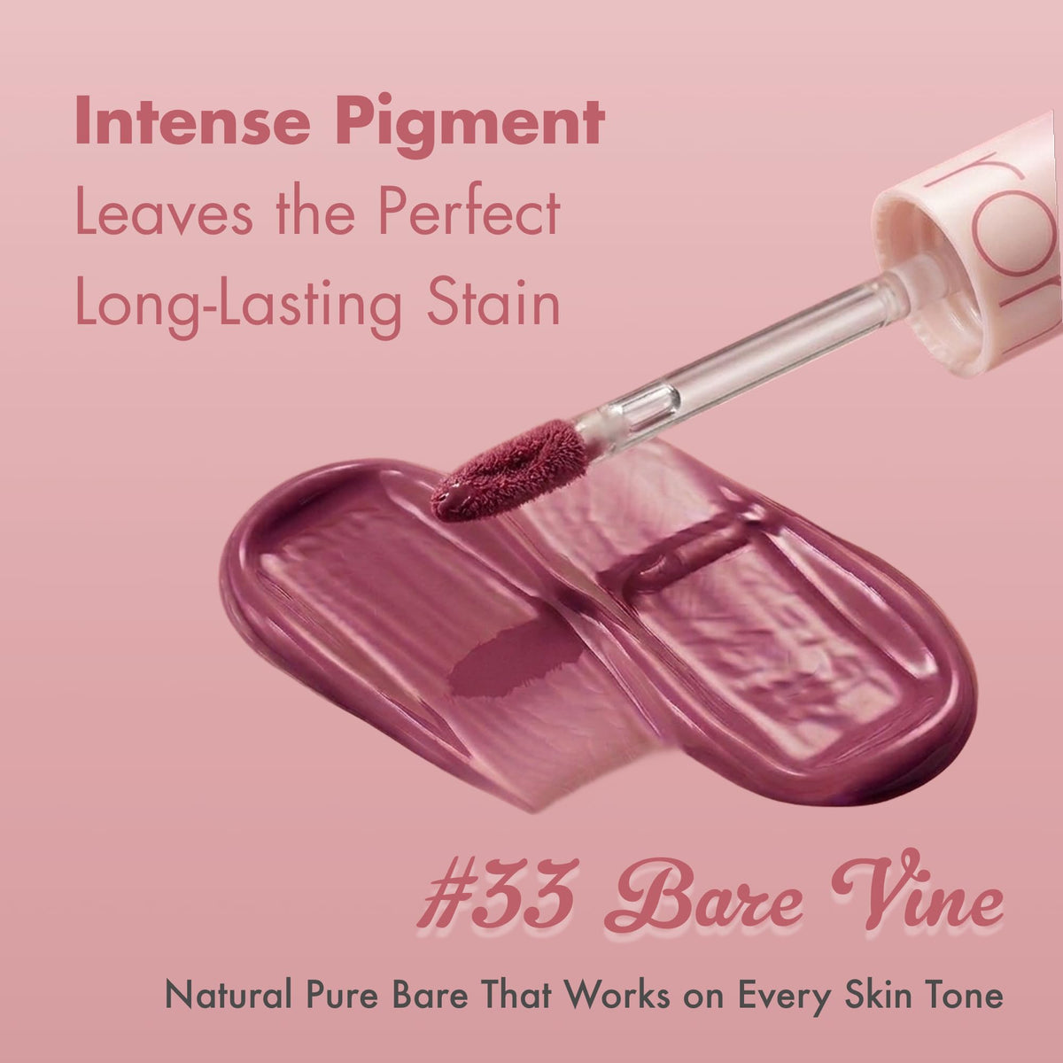 rom&nd Juicy Lasting Tint #33 Bare Vine packaging, vue de dessus