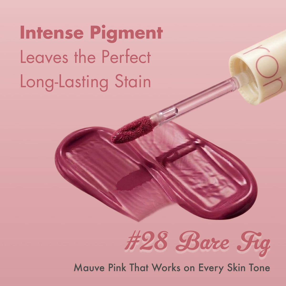 rom&nd Juicy Lasting Tint Bare Fig V1 texture close-up