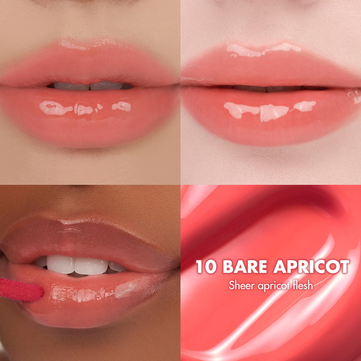 rom&nd The Juicy Lasting Tint 10 Bare Apricot application sur les lèvres