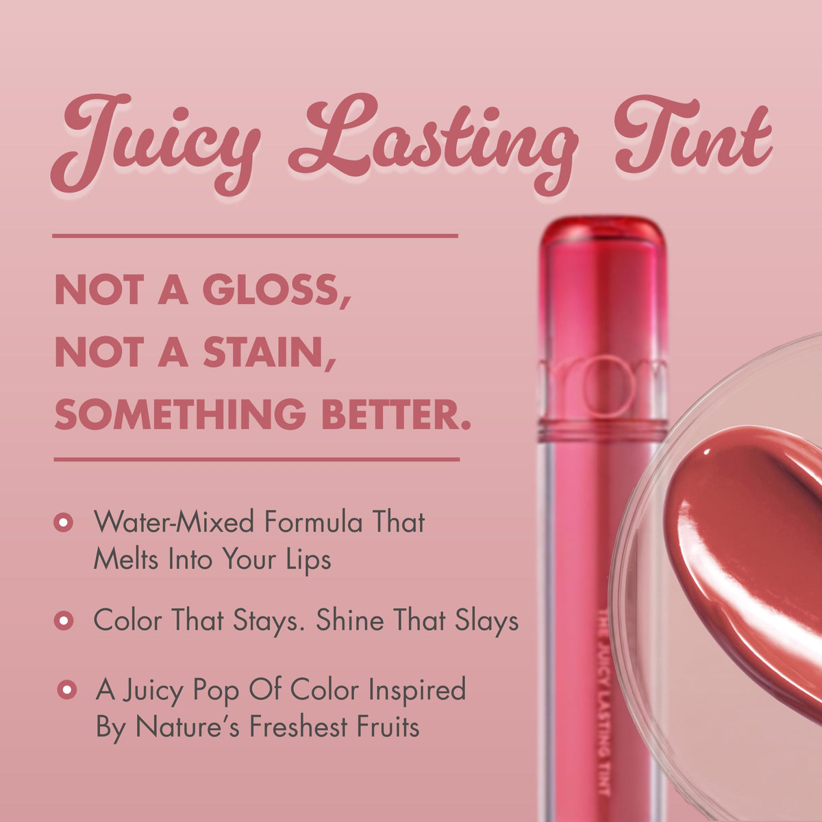 rom&nd The Juicy Lasting Tint 14 Almond Rose côté