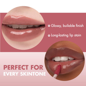 rom&nd The Juicy Lasting Tint 14 Almond Rose texture sur lèvres