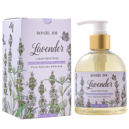 ROMIIE ZOI Savon Liquide Lavande 260ml vue avant avec boîte cadeau
