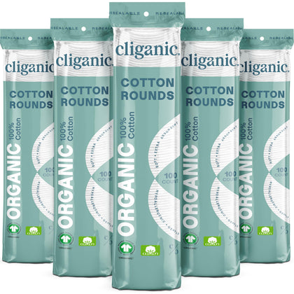 Ronds démaquillants Cliganic en coton bio, paquet de 500 unités