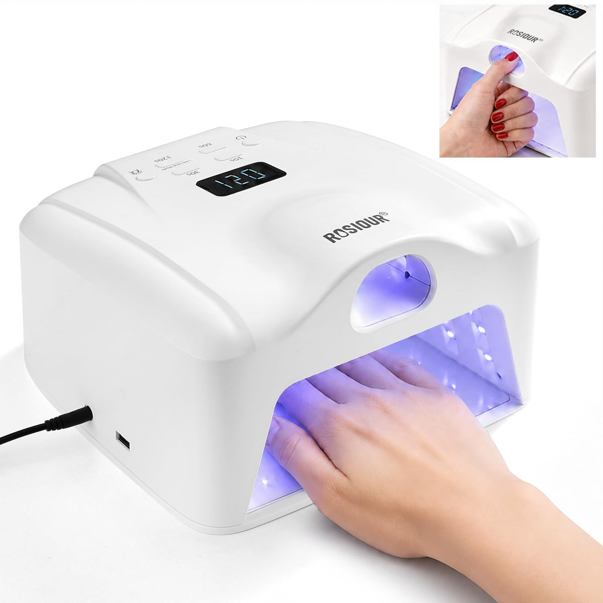 Rosiour lampe à ongles UV 72W vue de face avec slot pouce