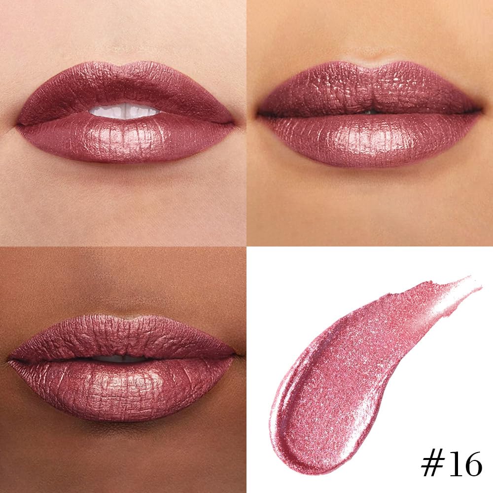 Rouge à lèvres liquide scintillant evpct, couleur rose métallique