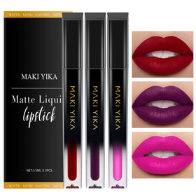 Rouge à lèvres mat MAKI YIKA teintes rouge, violet et rose